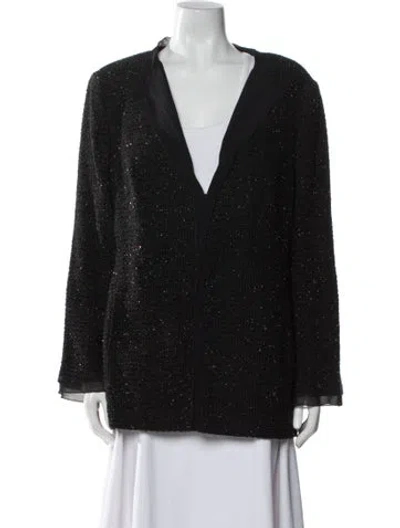 Pre-owned Louis Fèraud Tweed Pattern Evening Jacket In Black