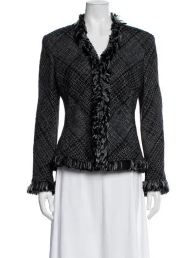 Pre-owned Louis Fèraud Tweed Pattern Jacket In Black