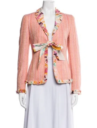 Pre-owned Louis Fèraud Tweed Pattern Jacket In Pink