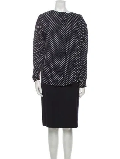 Pre-owned Louis Fèraud Tweed Pattern Skirt Set In Blue