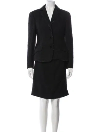 Pre-owned Louis Fèraud Tweed Pattern Skirt Suit In Black