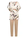 Louis Fèraud V-neck Printed Pyjamas (set Of Two) In Neutral