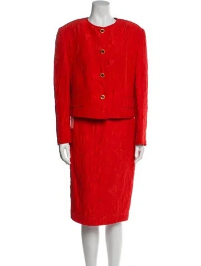 Pre-owned Louis Fèraud Vintage 1980's Skirt Suit In Orange