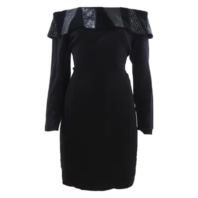 Pre-owned Louis Fèraud Louis Feraud Vintage Black Velvet Silk Dress Size Fr 40, 1990s