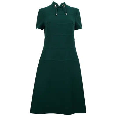 Pre-owned Louis Fèraud Louis Feraud Vintage Green Wool Space Age Dress