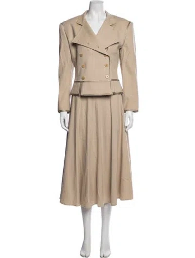 Pre-owned Louis Fèraud Vintage Lambswool Skirt Set In Neutrals