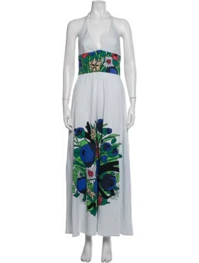 Pre-owned Louis Fèraud Vintage Long Dress In Blue/white