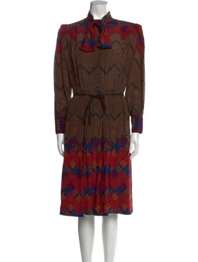 Pre-owned Louis Fèraud Vintage Midi Length Dress In Brown