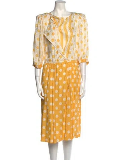 Pre-owned Louis Fèraud Vintage Midi Length Dress In Yellow