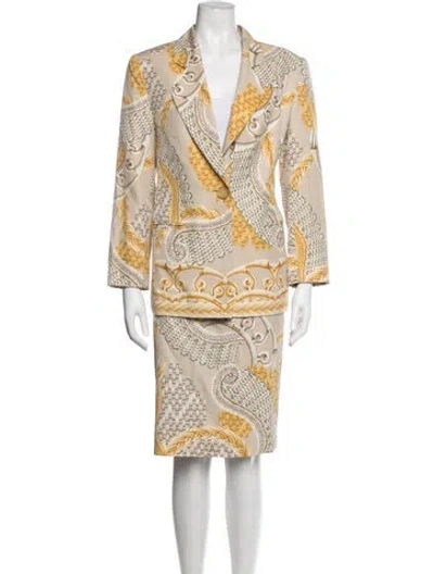 Pre-owned Louis Fèraud Vintage Patterned Skirt Suit In Neutrals