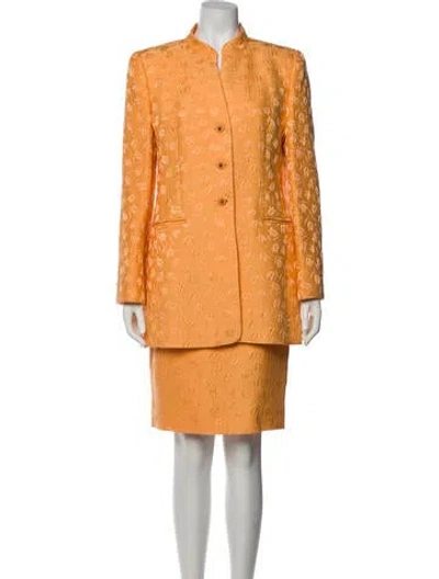 Pre-owned Louis Fèraud Vintage Printed Skirt Suit In Orange