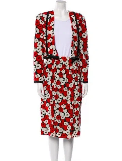 Pre-owned Louis Fèraud Vintage Silk Skirt Set In Multi