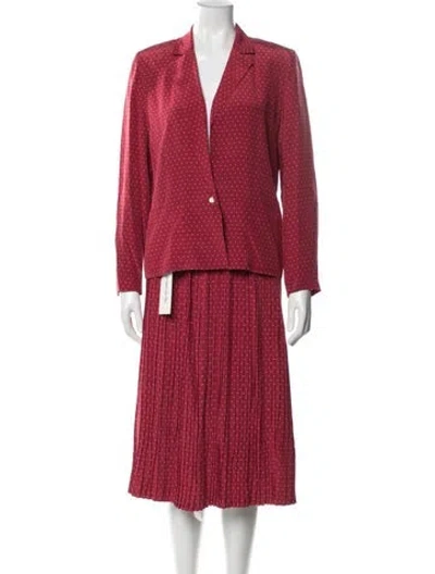 Pre-owned Louis Fèraud Vintage Silk Skirt Set In Red