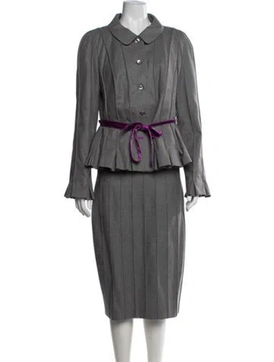 Pre-owned Louis Fèraud Vintage Virgin Wool Skirt Suit In Gray