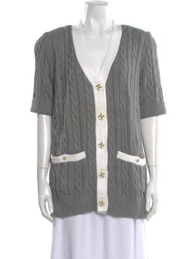 Pre-owned Louis Fèraud Vintage V-neck Sweater In Gray