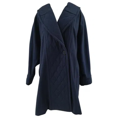 Pre-owned Louis Fèraud Louis Feraud Vintage Women's Blue Wool Coat Size 42 Made In Italy