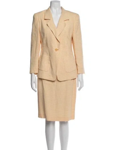 Pre-owned Louis Fèraud Vintage Wool Skirt Suit In Yellow