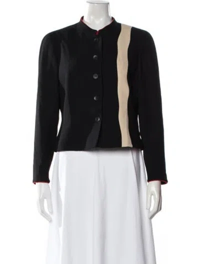 Pre-owned Louis Fèraud Virgin Wool Colorblock Pattern Jacket In Black