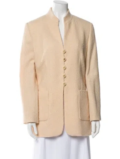 Pre-owned Louis Fèraud Virgin Wool Faux Fur Coat In Neutral