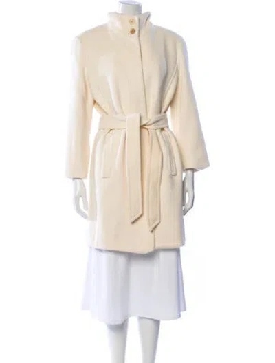 Pre-owned Louis Fèraud Virgin Wool Faux Fur Coat In Neutral