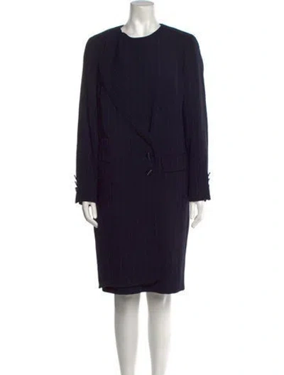 Pre-owned Louis Fèraud Virgin Wool Knee-length Dress In Blue