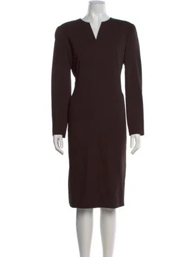 Pre-owned Louis Fèraud Virgin Wool Midi Length Dress In Brown