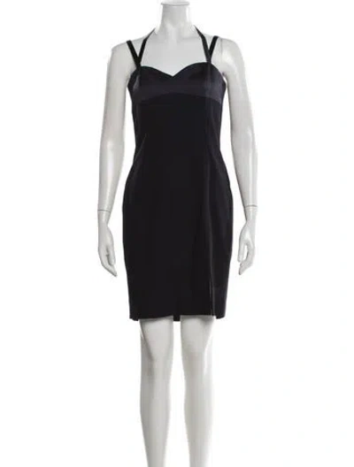Pre-owned Louis Fèraud Virgin Wool Mini Dress In Blue