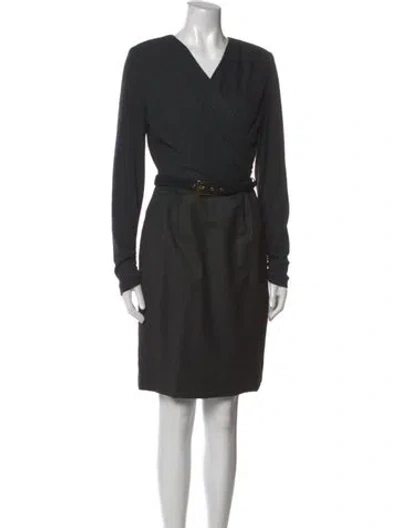 Pre-owned Louis Fèraud Virgin Wool Mini Dress In Gray