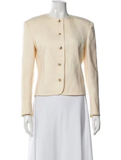 Pre-owned Louis Fèraud Virgin Wool Patterned Jacket In Neutrals/yellow