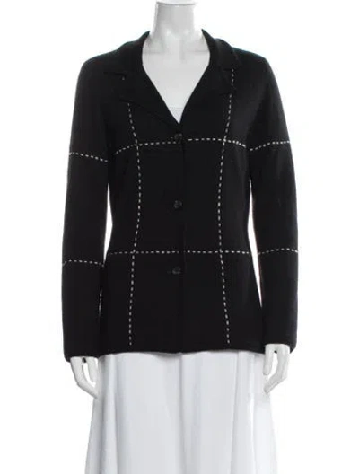 Pre-owned Louis Fèraud Virgin Wool Patterned Sweater In Black