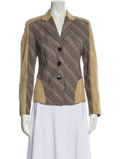 Pre-owned Louis Fèraud Virgin Wool Plaid Print Blazer In Multi