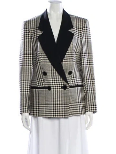 Pre-owned Louis Fèraud Virgin Wool Plaid Print Blazer In Neutral