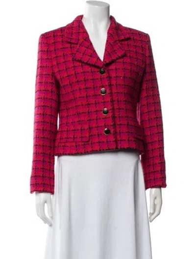 Pre-owned Louis Fèraud Virgin Wool Plaid Print Blazer In Red