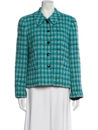 Pre-owned Louis Fèraud Virgin Wool Plaid Print Evening Jacket In Multi