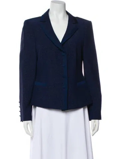 Pre-owned Louis Fèraud Virgin Wool Printed Blazer In Blue