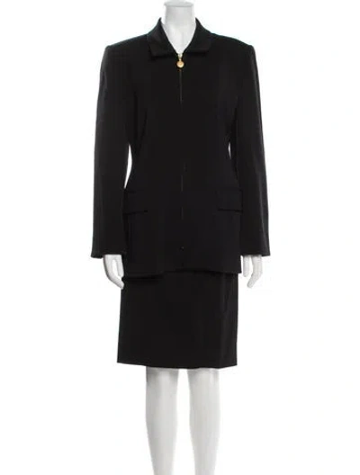 Pre-owned Louis Fèraud Virgin Wool Skirt Set In Black