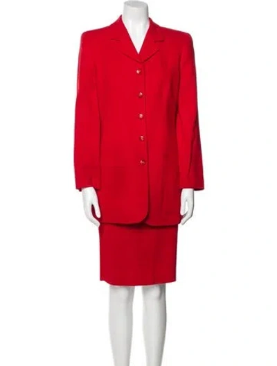 Pre-owned Louis Fèraud Virgin Wool Skirt Set In Red
