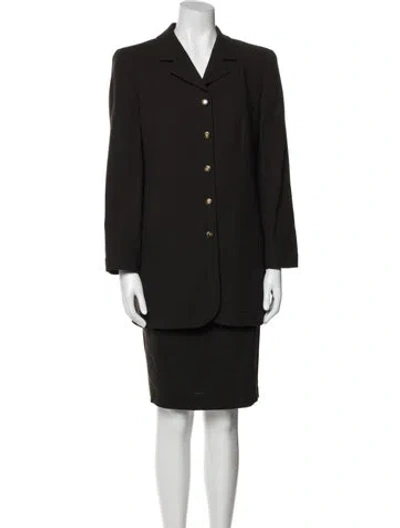 Pre-owned Louis Fèraud Virgin Wool Skirt Suit In Black