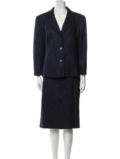 Pre-owned Louis Fèraud Virgin Wool Skirt Suit In Blue