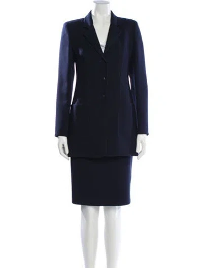 Pre-owned Louis Fèraud Virgin Wool Skirt Suit In Blue