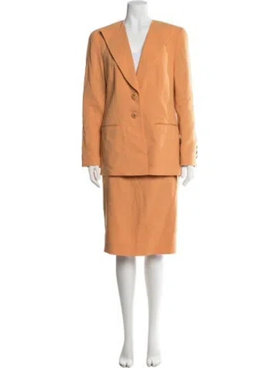 Pre-owned Louis Fèraud Virgin Wool Skirt Suit In Orange