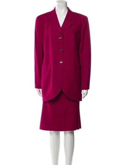 Pre-owned Louis Fèraud Virgin Wool Skirt Suit In Red
