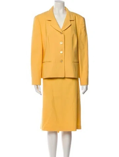 Pre-owned Louis Fèraud Virgin Wool Skirt Suit In Yellow