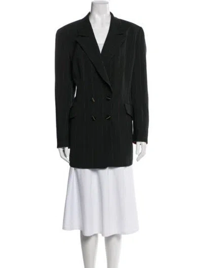 Pre-owned Louis Fèraud Virgin Wool Striped Blazer In Green