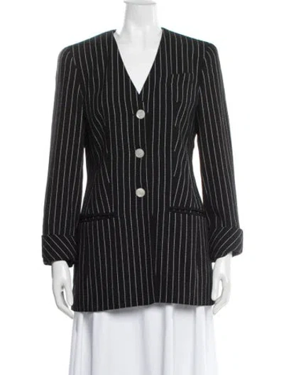 Pre-owned Louis Fèraud Virgin Wool Striped Evening Jacket In Blue