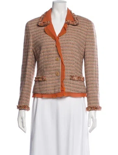 Pre-owned Louis Fèraud Virgin Wool Tweed Pattern Blazer In Brown