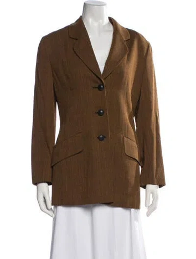 Pre-owned Louis Fèraud Virgin Wool Tweed Pattern Blazer In Brown