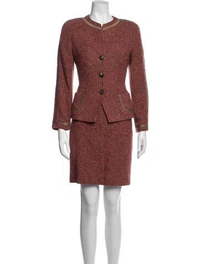 Pre-owned Louis Fèraud Virgin Wool Tweed Pattern Set In Red