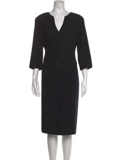 Pre-owned Louis Fèraud V-neck Knee-length Dress In Black