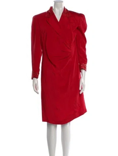 Pre-owned Louis Fèraud V-neck Knee-length Dress In Red